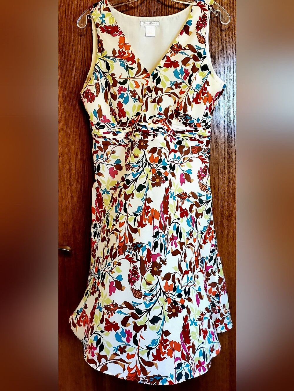 Tommy Bahama Silk Lined Sleeveless Floral Dress White w/ Multicolor Print Sz 10
